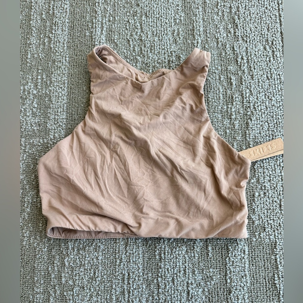 SKIMS fits everybody high neck bralette in color sienna and size small